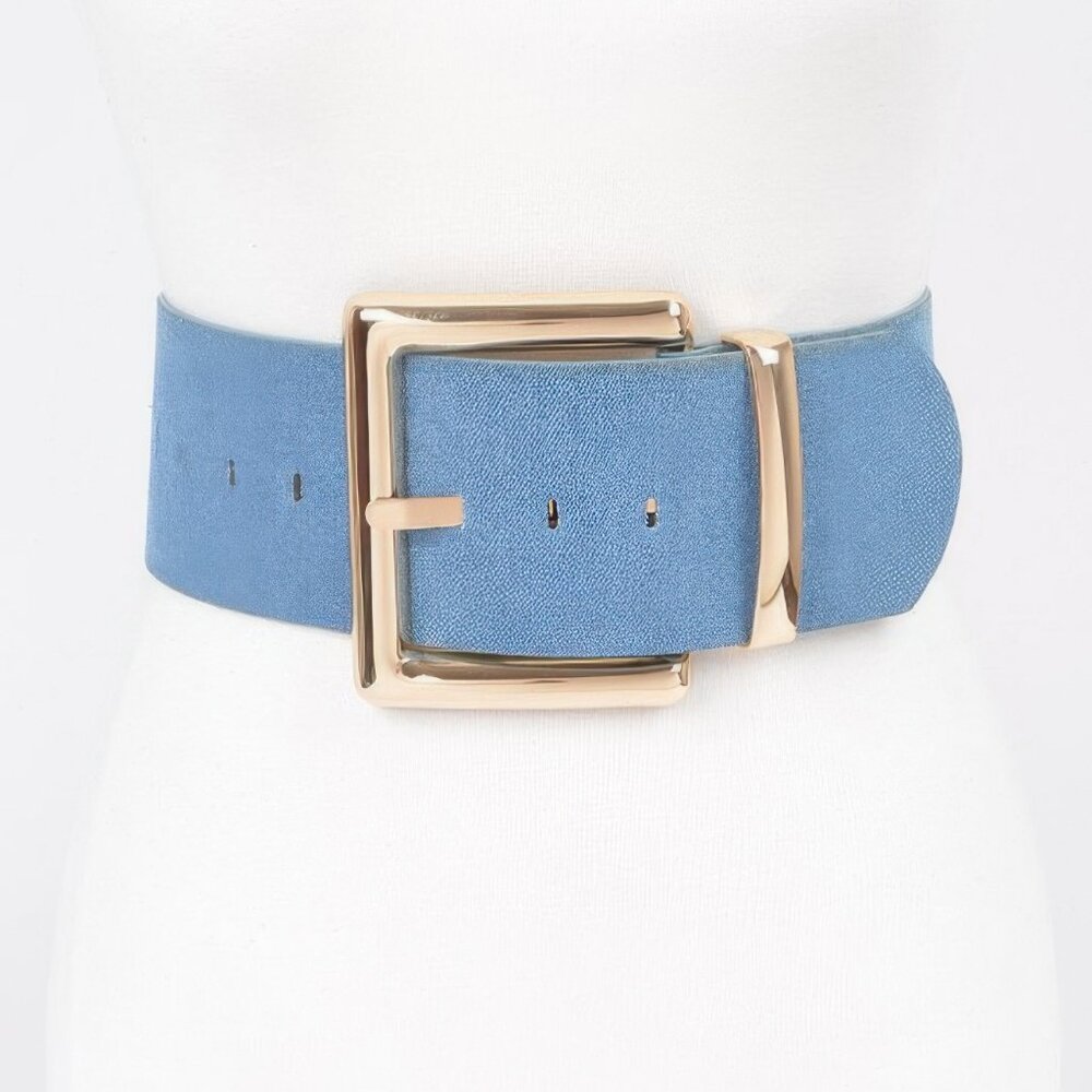 Oversized Metal Buckle Denim Waist Belt